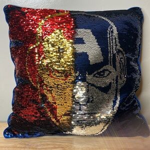 Marvel Avengers Reversible Sequin Pillow Iron Man Captain America
